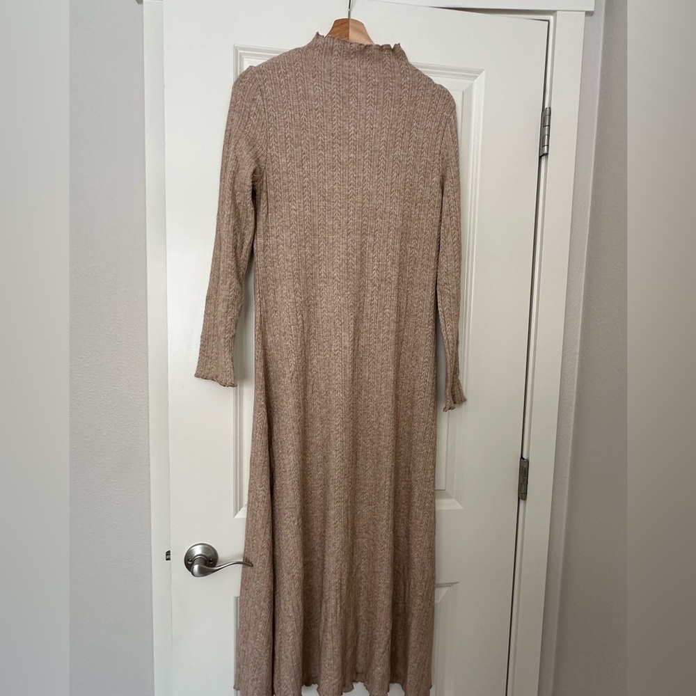 Mango Beige/Tan Ribbed Maxi Dress